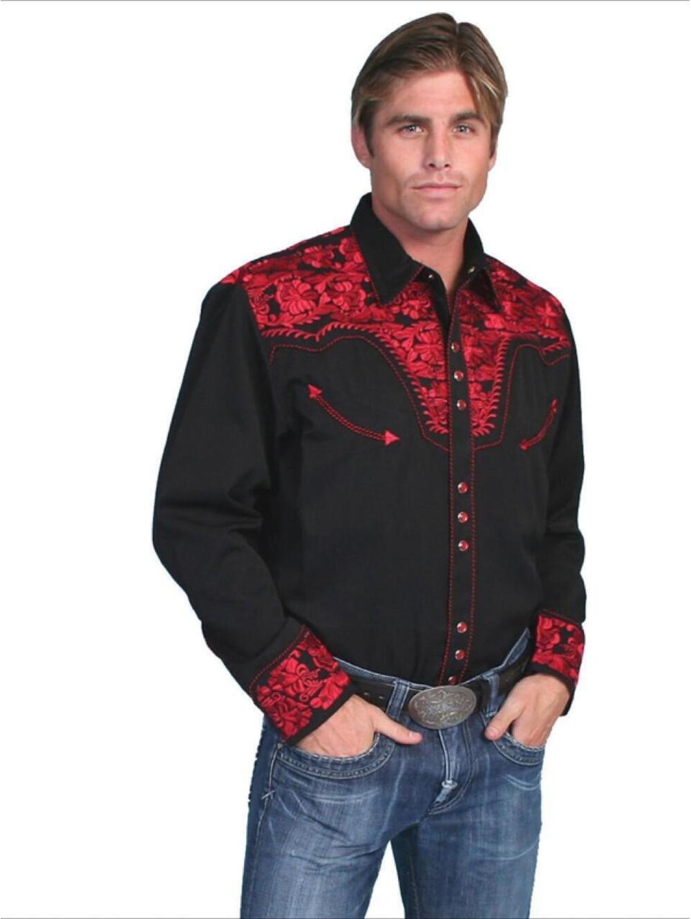 Scully Men's Black and Red Shirt